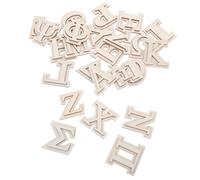 Alipis Letras Griegas de Madera Natural para Manualidades, Diseño Rústico de Doble Capa, 24 Piezas Beige Pintables para Lecciones de Artesanía y Decoración de Pared