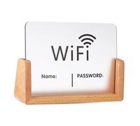 Alipis Letrero De Contraseña WiFi Acrílico Transparente con Base De Madera Display Compacto para Mesa Hotel Restaurante y Oficina Cartel Profesional De WLAN