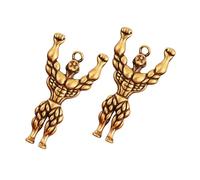 Alipis Llavero Colgante Creativo para Llaves de Coche Pack de 2 Unidades Diseño Musculoso Dorado Accesorio Decorativo para Bolso y Obsequio Original para Hombres