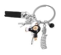 Alipis Llavero Metálico Peluquero con Colgante para Mochila Diseño Tijeras Peine Secador Joyería Decorativa Resistente para Regalo Peluquera