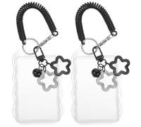 Alipis Llavero Protector de Tarjeta de Identificación Transparente Acrílico 2 Unidades con Clip Estrella Negro, Funda Resistente a Rayaduras para Estudiantes y Oficina