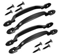 Alipis Manijas de Puerta de Acero Inoxidable Negras 158 MM Paquete de 4 con 8 Tornillos Mango Rústico para Reemplazo Tiradores para Gabinetes y Puertas Interiores y Exteriores