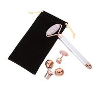 Alipis Masajeador Facial Eléctrico con Rodillo de Jade Auténtico Herramienta Liviana y Portátil para Estimular la Circulación Reducir Ojeras y Líneas Finas para Rostro y Ojos Color Plata