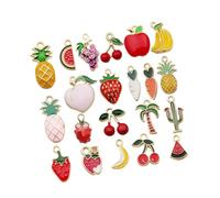Alipis Mini Colgantes de Frutas de Aleación 21 Piezas para Manualidades DIY Niños y Adultos Multicolor Charms Pulseras Collares Accesorios Fiesta Cumpleaños Navidad