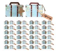 Alipis Mini Maleta de Papel Kraft con Diseño de Mapa del Mundo 60 Unidades, Caja de Regalos para Bodas y Fiestas, Contenedor Portátil para Dulces y Chocolates 8x5x3 Cm