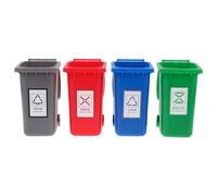 Alipis Mini Papelera de Escritorio con Tapa Set de 4 Unidades en Colores Rojo Verde Azul y Gris Pequeña Papelera para Oficina Dormitorio y Escritorio Organizador Compacto y