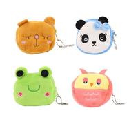 Alipis Monedero de Peluche Kawaii 4 Piezas Forma de Animalitos (Oso Tímido, Búho Rojo, Panda Azul, Rana), Pequeño, y Práctico para Mujer y Niña, Adecuado para Tarjetas y Monedas,