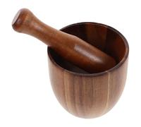 Alipis Mortero y Mano de Mortero Manual de Madera de Acacia Molinillo de Ajo Tradicional Pequeño Triturador de Especias y Jengibre para Cocina Juego Compacto de 1 Set para Uso
