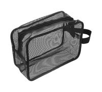 Alipis Neceser de Malla Negra para Hombre, Bolsa pequeña con Cremallera para cosméticos y artículos de Aseo, portátil y Anti-Desgaste, Ideal para Camping y Viajes