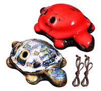 Alipis Ocarina de Cerámica de 6 Agujeros en Forma de Tortuga Mini Instrumento Musical Dos Colores Azul y Rojo Adecuado para Principiantes y Coleccionistas