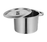 Alipis Olla de Acero Inoxidable con Doble Asa y Tapa, 18 Cm, Olla Multiusos para Guisar y Cocinar Sopas, Cacerola Pequeña para Hogar y Cocina