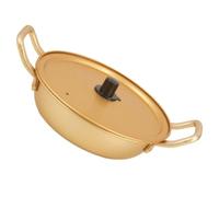 Alipis Olla Pequeña de Aluminio Dorado para Tallarines y Ramen Asa Doble, Apta para Cocina y Fuego Directo en Cocina
