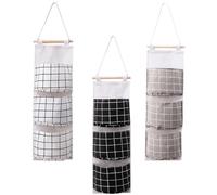 Alipis Organizador Colgante de Pared 3 Piezas 3 Bolsillos de Algodón y Lino, Bolsa de Almacenamiento para Armario, Dormitorio y Cocina, Color Surtido, Almacenamiento Práctico y Compacto