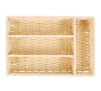 Alipis Organizador De Cajones Para Cubiertos Bandeja Organizadora De Utensilios Tejida Con Cuerda Con 4 Secciones Soporte Rectangular Para Almacenamiento De Cubiertos Cesto Decorativo