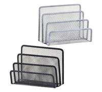 Alipis Organizador de Escritorio de Oficina 2 Piezas Malla Metálica Negro y Plata Estante Vertical para Cartas y Archivos Práctico Portacartas Multifuncional para Documentos y Papelería
