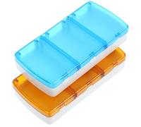 Alipis Organizador Portátil para Medicamentos 3 Compartimentos Desmontables, Caja Pequeña de Plástico Abs para Uso Diario y Viaje, Pack de 2 Unidades