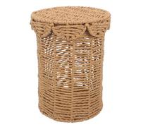 Alipis Papelera de Cuerda de Papel Estilo Nórdico Rústico, con Tapa | Khaki, Redonda y Ligera, Textura Artesanal, para Dormitorio y Sala, Residuos Pequeños