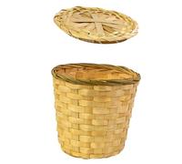 Alipis Papelera Dormitorio de Bambú Redonda con Tapa, Cesta Tejida para Almacenamiento Versátil y Mini Cesta de Té para Decoración y Organización Hogar