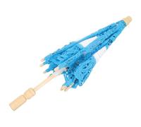 Alipis Paraguas Infantil Mango de Madera Sombrilla Bordada de Encaje Azul Turquesa para Niñas Accesorio Decorativo para Fotos Bodas y Fiestas Infantiles