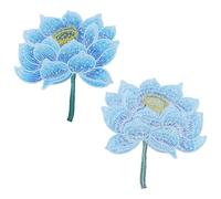 Alipis Parche de Loto Bordado Étnico Azul Aplique de Tela Decorativo para Manualidades Parche de Tela Retro para Ropa 1 Pieza