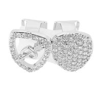 Alipis Parrillas de Plata para Dientes Diseño Hueco en Forma de Corazón, Doble Pieza con Piedras Brillantes para Halloween y Actuaciones de Hip Hop, Ajuste Cómodo y Uso Versátil