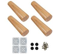 Alipis Patas de Muebles de Madera Maciza de Caucho 5X15 CM Patas Cónicas Oblicuas para Sofá y Mesa Juego 4 Unidades Placas de Hierro Tornillos y Almohadillas Protectoras Uso en