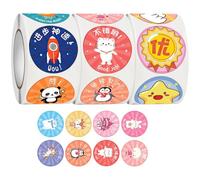 Alipis Pegatinas de Recompensa para 1500 Unidades en 3 Rollos Autoadhesivas con Diseños Infantiles Estrellas Pulgares Dibujos Animados Ideales para Aulas y Motivación Escolar