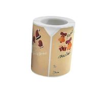 Alipis Pegatinas Navideñas Adhesivas Autoadhesivas 250 Unidades por Rollo Diseño Cuadrado de Papel Kraft Motivos de Calcetines Muñecos de Nieve y Renos para Decoración y Etiquetado