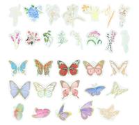 Alipis Pegatinas para Scrapbooking de Plantas 60 Piezas Adhesivas y Decorativas para Diarios y Álbumes Diseño Vintage Mariposas y Motivos Naturales Ideales para Manualidades y DIY