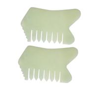 Alipis Peine de Masaje Cuero Cabelludo de Jade Natural Herramienta Antiestática para Masaje Raspado Set de 2 Piezas Portátil para Cuidado Capilar y Estimulación Sanguínea