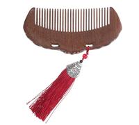 Alipis Peine de Sándalo Natural Hecho a Mano Water Lily Mini Peine Portátil Vintage Grabado Floral Antiestático para Cabello Rizado y Liso Masajeador de Cuero Cabelludo para Cuidado