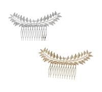 Alipis Peines de Moda Diseño de Hojas Metálicas 2 Piezas Tamaño Pequeño para Mujer Uso Diario Fiesta Accesorios Cabello Color Dorado y Plateado