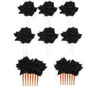 Alipis Peineta de Flores Artificiales para Novia y Boda Set de 8 Accesorios Cabello Pinzas Negras U de 6 CM y 75 CM Peinetas de 7 Dientes para Tocado Nupcial Elegante