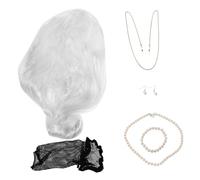 Alipis Peluca de Anciana Grises para Mujer Conjunto de Disfraz con Moño para Halloween Cosplay y Fiestas Divertidas Incluye Accesorios para Señora Mayor