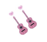 Alipis Pendientes Colgantes de Guitarra Clásica de Metal Rosa Estilo Retro para Mujer Accesorios de Moda para Fiestas y Uso Diario Par Único