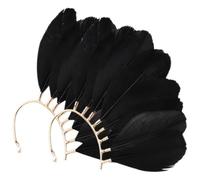 Alipis Pendientes de Puño Tipo Ear Cuff para Mujer, sin Perforación, Diseño Étnico Plumas Negras, Ligeros y Cómodos, Accesorios para Fotografía y Viajes, 1 Par