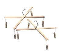 Alipis Percha para Ropa Interior de Bambú 4 Pinzas Resistente Sujetador Calcetines Sostenible Hogar Lavandería Secado Colgante 2 Piezas Multifuncional