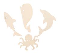 Alipis Piezas de Madera sin Terminar Forma de Animales Marinos, Set de 24 Adornos Artesanales para Manualidades Diy, Virutas de Madera para Pintura y Decoración Creativa, Adecuado