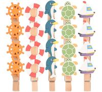 Alipis Pinzas Pequeñas de Madera Natural Temática Oceánica 40 Mini Clips para Fotos y Manualidades 10 Pcs X 4 Paquetes Ideales para Decoración de Fiestas y Exhibición de Tarjetas