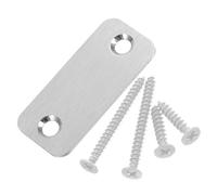 Alipis Placa de Relleno de Orificio para Cerrojo de Acero Inoxidable, Borde Redondo B5, Kit de Reparación 4 Tornillos (2 Cortos 2 Largos), Accesorio Resistente para Puertas Residenciales