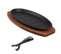 Alipis Plancha de Hierro para Fajitas y Filetes Sartén para Parrilla Interior con Distribución Uniforme del Calor y Superficie Antiadherente para Barbacoa Occidental y Cocina Teppanyaki