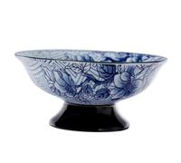 Alipis Plato de Azul y Blanca con Base Alta Soporte Vintage para Frutas y Snacks Bandeja Decorativa para Centro de Mesa Almacenamiento Elegante y Resistente para Dulces y Aperitivos