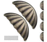 Alipis Pomos de Concha Vintage para Armarios 6 Piezas, Tiradores de Gabinete de Bronce Antiguo Diseño Semicircular en Forma de Concha, Manijas Decorativas para Cocina y Muebles
