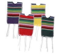 Alipis Ponchos Mexicanos para Botellas de Cerveza Rayas de Arcoíris, Mini Fundas de Tela 4 Piezas (Morado, Rojo, Amarillo, Verde Oscuro) para Decoración de Fiestas Mexicanas y Cinco