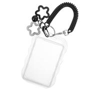Alipis Porta Credencial Transparente con Llavero y Resorte Negro, Juego de 3 Fundas Protectoras para Tarjetas de Crédito E Identificación, Estuche Compacto para Oficina y Uso Diario