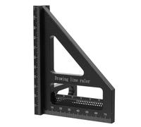 Alipis Regla de Medición Multiángulo de Aleación de Aluminio Negra, Transportador Cuadrado 45/90 Grados, Herramienta para Carpintería y Construcción, Trazador de Ángulos Profesional