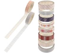 Alipis Set de 10 Rollos de Cinta Washi para Álbumes y Diarios, Adhesiva sin Residuo, Fácil de Rasgar a Mano, Estilo Simple para Manualidades DIY