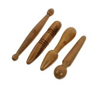 Alipis Set de 4 Varillas de Masaje para Acupresión, Herramienta Auxiliar Fácil de Sujetar Material Sintético Marrón para Cuidado Piel y Alivio Muscular