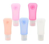 Alipis Set de 5 Botellas de Silicona de 89 Ml con Diseño de Bomba Roscada y Ventosa, Botes Rellenables para Gel de Limpieza y Maquillaje, Ligero y Práctico para Viaje Color Aleatorio