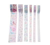 Alipis Set de 6 Rollos de Cinta Washi Adhesiva Decorativa de Papel Delicado Diseño de Sirena y Motivos de Cuento de Hadas Adecuado para Manualidades Scrapbooking y Decoración de